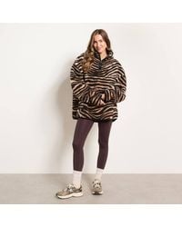 OHS - Zebra Print Half Zip Jacket Teddy Fleece Pullover Jumper Sweatshirt - Lyst