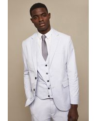 Burton - Tailored Fit Blue Cotton Stretch Suit Jacket - Lyst