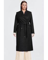 Karen Millen - Plus Size Tailored Italian Manteco Wool Blend High Neck Belted Maxi Coat - Lyst