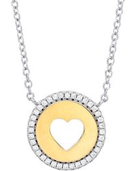Jewelco London - Gilded Silver Cz Love Heart Halo Medallion Necklace 17 + 2 Inch - Gvk226 - Lyst