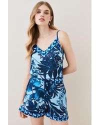 Karen Millen - Tropical Geo Satin Nightwear Short - Lyst