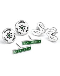 Harry Potter - Silver Plated Slytherin Earring Set (pack Of 3) - Lyst