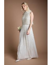 Coast - Pearl Beaded Overlay Georgette Wedding Dress - Lyst