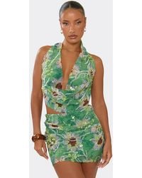 EGO - Sleeveless Halter Neck Sequin Floral Top - Lyst
