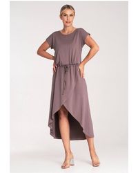 Love Lace - Asymmetric Short Sleeve Dress With Ties - Lyst