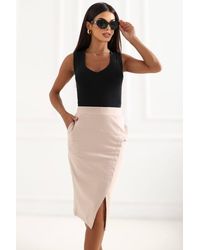 Love Lace - Office Cotton Classic Midi Skirt With Pockets - Lyst