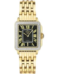 Gv2 - Padova Swiss Quartz Diamonds Black Dial Yellow Gold Watch - Lyst