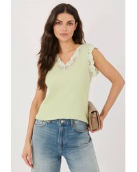 Love Lace - Office Lace Cotton V-Neck Sleeveless Vest - Lyst