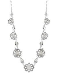 Mood - Silver Crystal Flower Short Necklace - Lyst