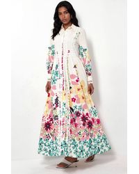 Msn-Collection - Floral Shirt Collar A-Line Maxi Dress - Lyst