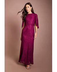 Coast - Lace Cape Sleeve Maxi Dress - Lyst