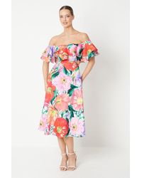 Coast - Printed Scuba Bardot Fit And Flare Dress - Lyst