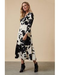 Wallis - Petite Cow Print Wrap Midi Dress - Lyst