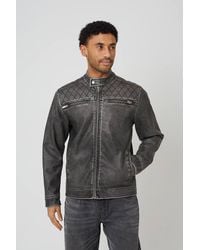 Brave Soul - Onion Quilted Vintage Pu Biker Jacket - Lyst