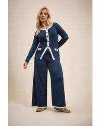 Yours - Contrast Hem Trousers - Lyst