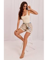 Love Lace - Cotton Wide Leg Tailored Shorts With Belt - Lyst