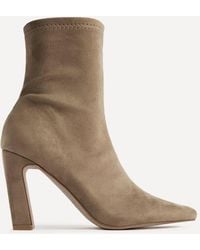 Linzi - Series Mocha Faux Suede Heeled Ankle Boots - Lyst