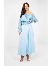 Love Lace - Elastic Waist Pleated Midi Skirt With Pockets - Lyst