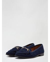 Dorothy Perkins - Navy Lime Leather Loafers - Lyst