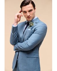 Burton - Skinny Fit Blue Sharkskin Suit Jacket - Lyst