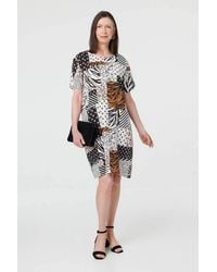 Izabel London - Animal Print Shift Knee Length Dress - Lyst
