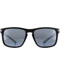 Polaroid - Rectangle Matte Black Silver Mirror Polarized Sunglasses - Lyst