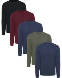 Threadbare - 5 Pack Cotton 'grandad' Long Sleeve T Shirts - Lyst