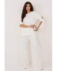 Love Lace - Viscose Elastane Blouse & Wide Leg Trouser Set Style 227027 - Lyst