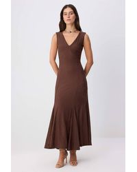 WOVCOR - V Neck Thick Strap Sleeveless A-Line Maxi Dress - Lyst