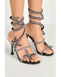 Miss Diva - Toki Butterfly Detail Diamante Heeled Sandals - Lyst