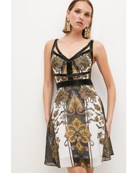Karen Millen - Petite Baroque Print Woven Strappy Mini Dress - Lyst