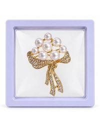 BluCore - Tone Faux Pearl & Crystal Bow Bouquet Brooch - Lyst