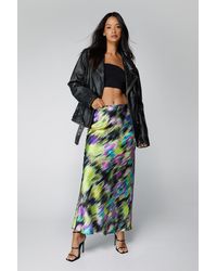 Nasty Gal - Petite Blurred Floral Satin Maxi Skirt - Lyst