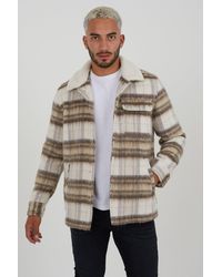 Good For Nothing - Checked Jacket With Sherpa Collar - Lyst