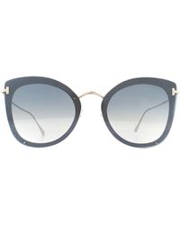 Tom Ford - Cat Eye Grey Gold Blue Gradient With Silver Mirror Sunglasses - Lyst