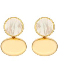 Jon Richard - Gold Plated Mother Of Pearl And Polished Drop Earrings - Lyst