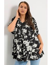 Yours - Abstract Floral Pleat Front Top - Lyst