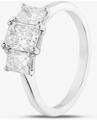 T.H.Baker - Platinum 1.47Ct Radiant Cut Diamond Three Stone Ring Rn5874 Plt - Lyst