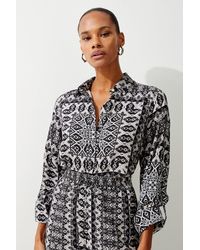 Karen Millen - Tile Print Spun Viscose Beach Shirt - Lyst