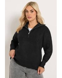 Yours - Zip Neck Knitted Jumper - Lyst