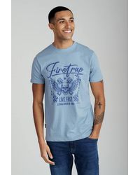Firetrap - Regular Fit Cotton Graphic Crew T-Shirt - Lyst