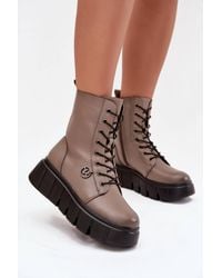 Love Lace - Comfort Platform Ankle Boots With Lace & Zip Closure Insulated - Lyst