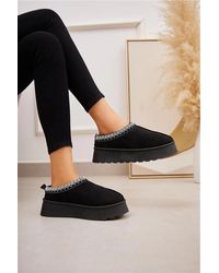 LARANGE - Embroidered Fluffy Platform Slippers - Lyst