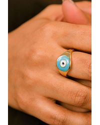 The Colourful Aura - Adjustable Devil Evil Eye Turkish Boho Protection Nazaria Ring - Lyst