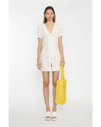 Shnoo - Button Down V Neck Mini Dress - Lyst