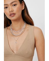 Nasty Gal - Layered Two Tone Padlock Chain Necklace - Lyst