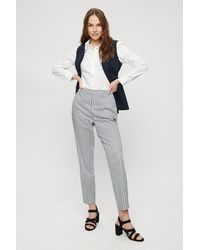 Dorothy Perkins - Navy Gingham Ankle Grazer Trousers - Lyst