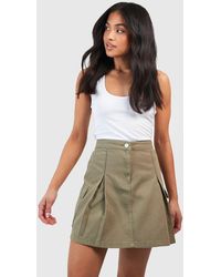 Boohoo - Petite Cargo Denim Mini Skirt - Lyst