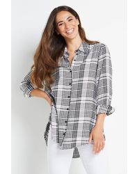 Wallis - Mono Check Relaxed Shirt - Lyst