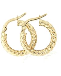 Jewelco London - 9ct Gold Rope Twisted Round Hoop Earrings - 10mm - Ernr02844 - Lyst